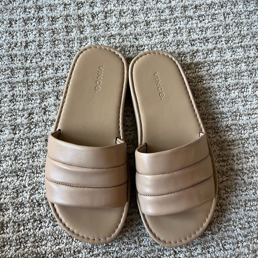 Vince Women's Beige Slide Sandals